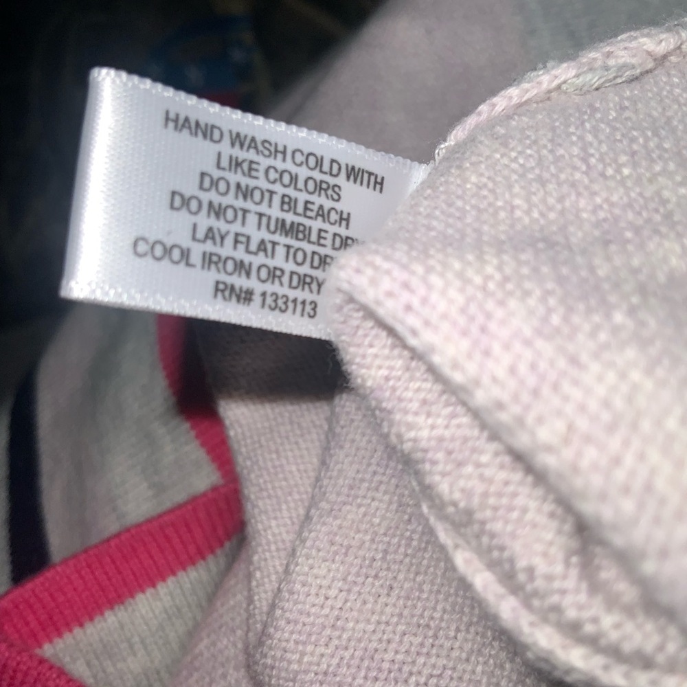 Lisa Todd V-Neck Lavender Cotton Casual Hi-Lo Sweater Stripe Contrast M - Picture 10 of 11